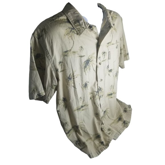 Mens Columbia Sportswear Company 2 Tone Green Palm Trees Hawaiian Tropical M - Picture 6 of 9